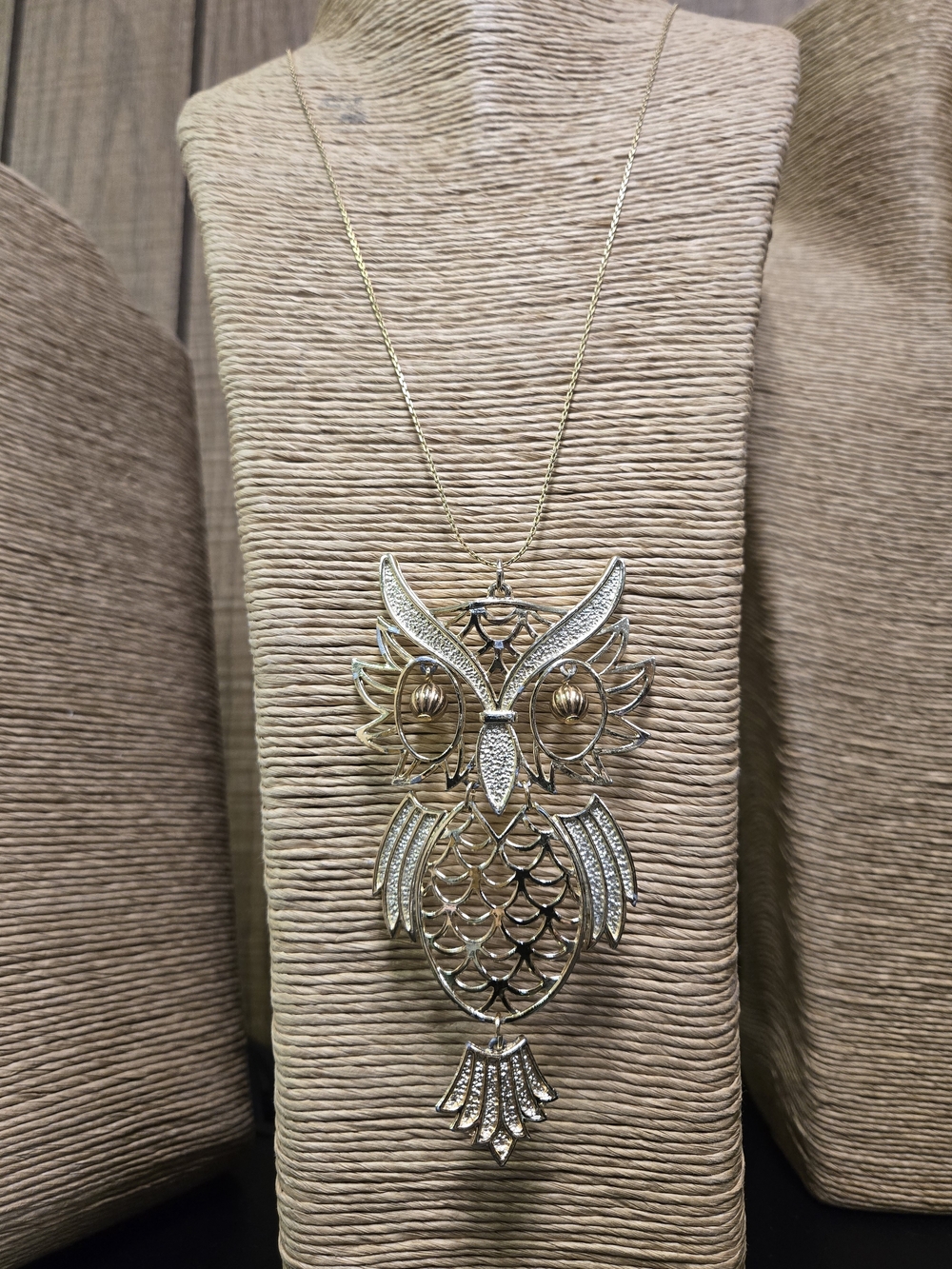 Gold-Tone Owl Pendant Necklace - Elegant Statement Jewelry
